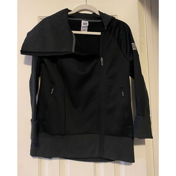Victoria’s Secret charcoal gray and black athleisure￼  asymmetrical￼ jacket￼ - Picture 1 of 6
